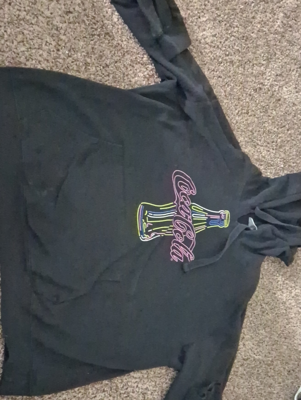 Coca Cola Black Kids Hoodie with Neon Bottle Logo